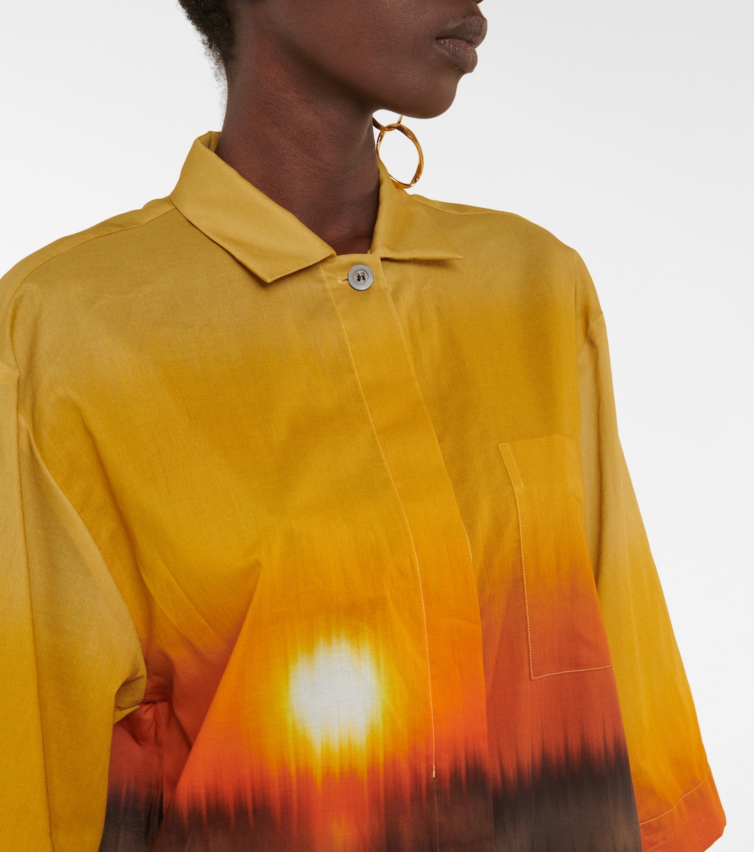 Abito chemisier in cotone con stampa | Dries Van Noten