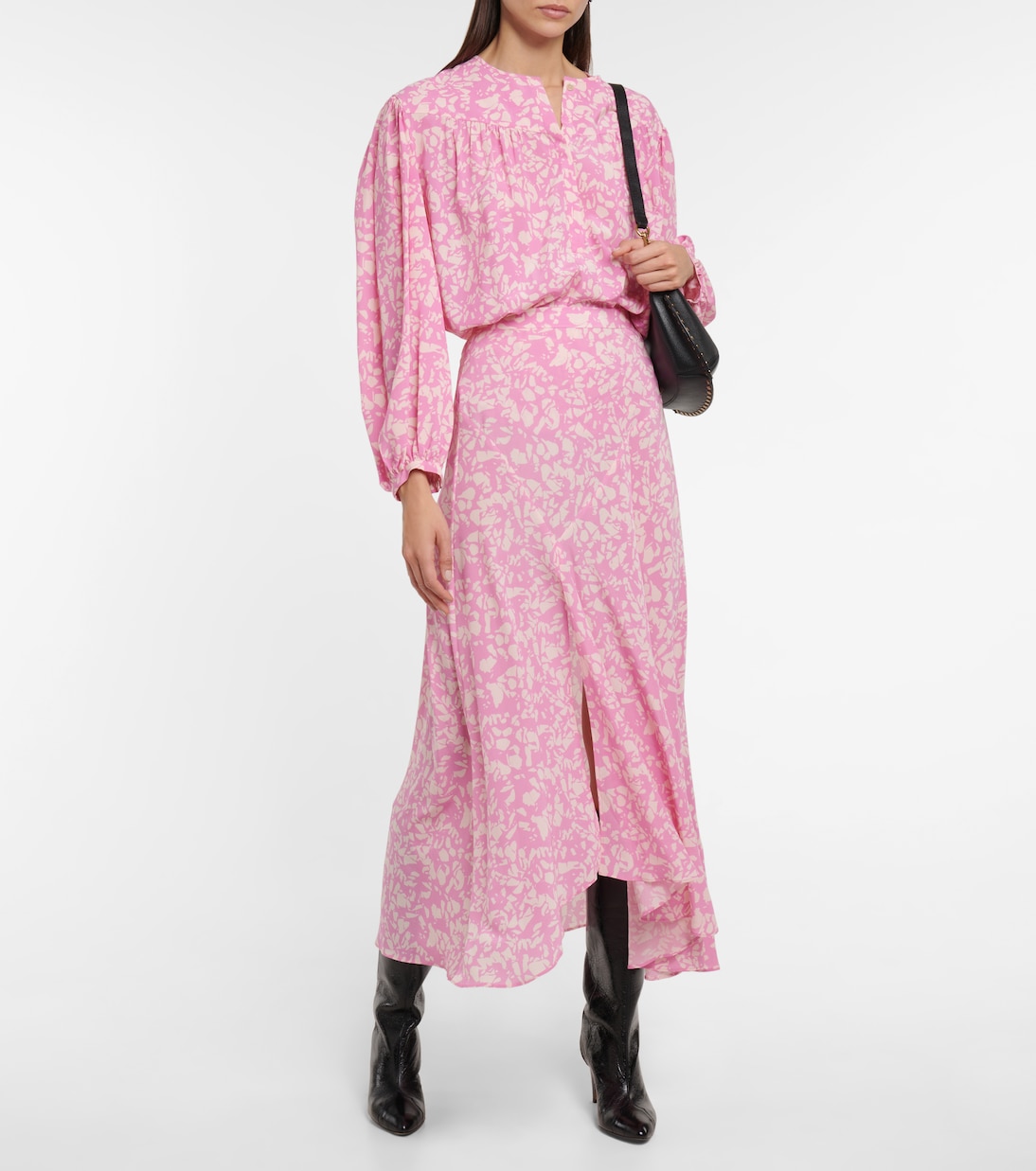 Jupe midi Sakura imprimée en soie mélangée | Isabel Marant