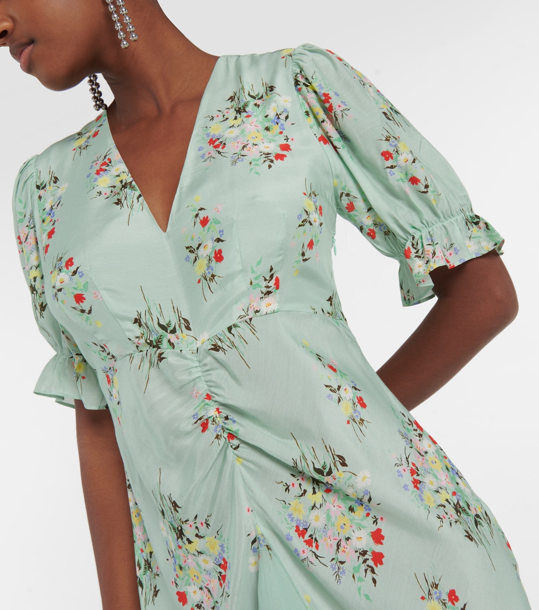 Ariel floral cotton and silk dress in green Rixo Mytheresa