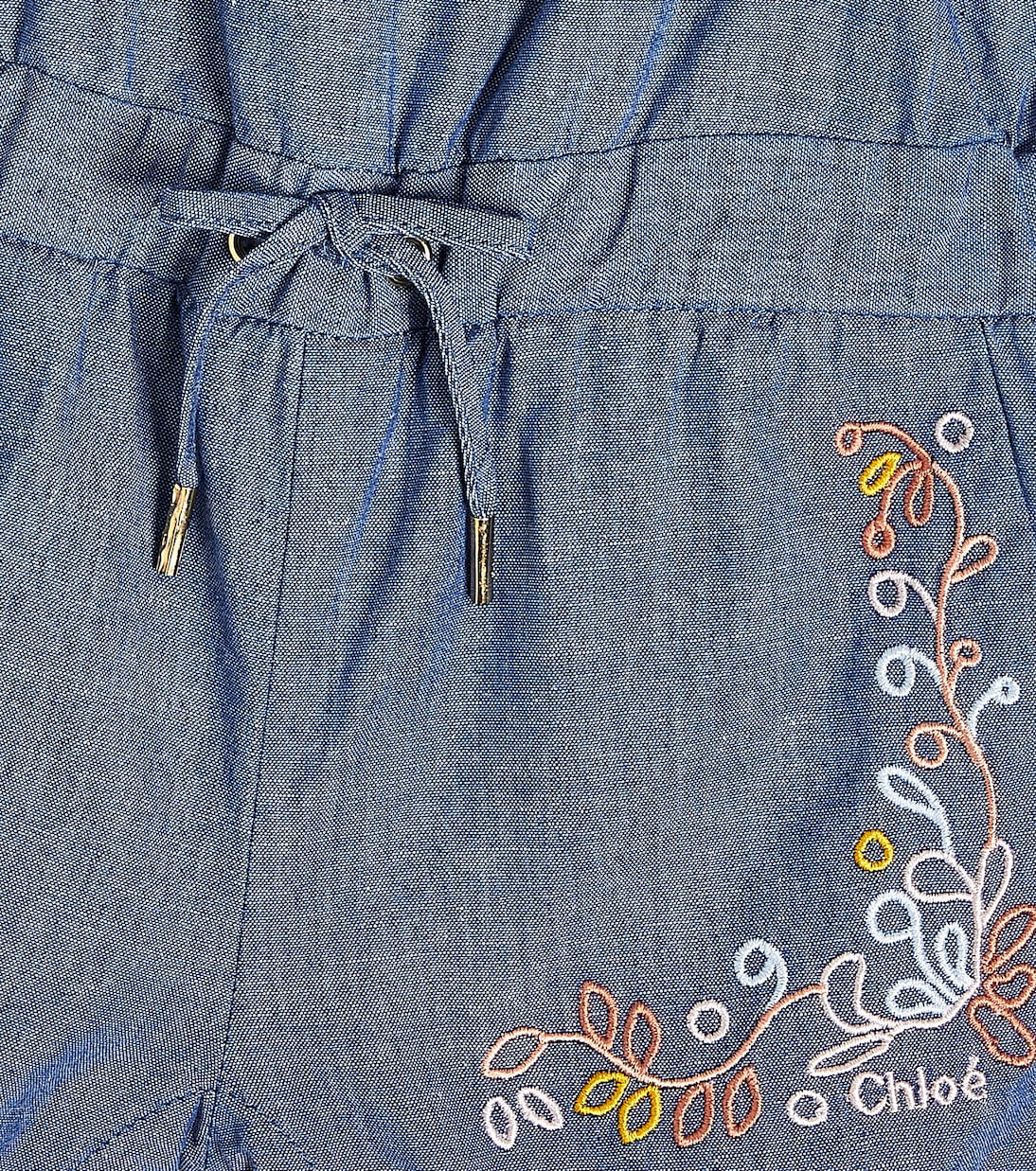 Baby - Jumpsuit corta in chambray di cotone | Chloé Kids