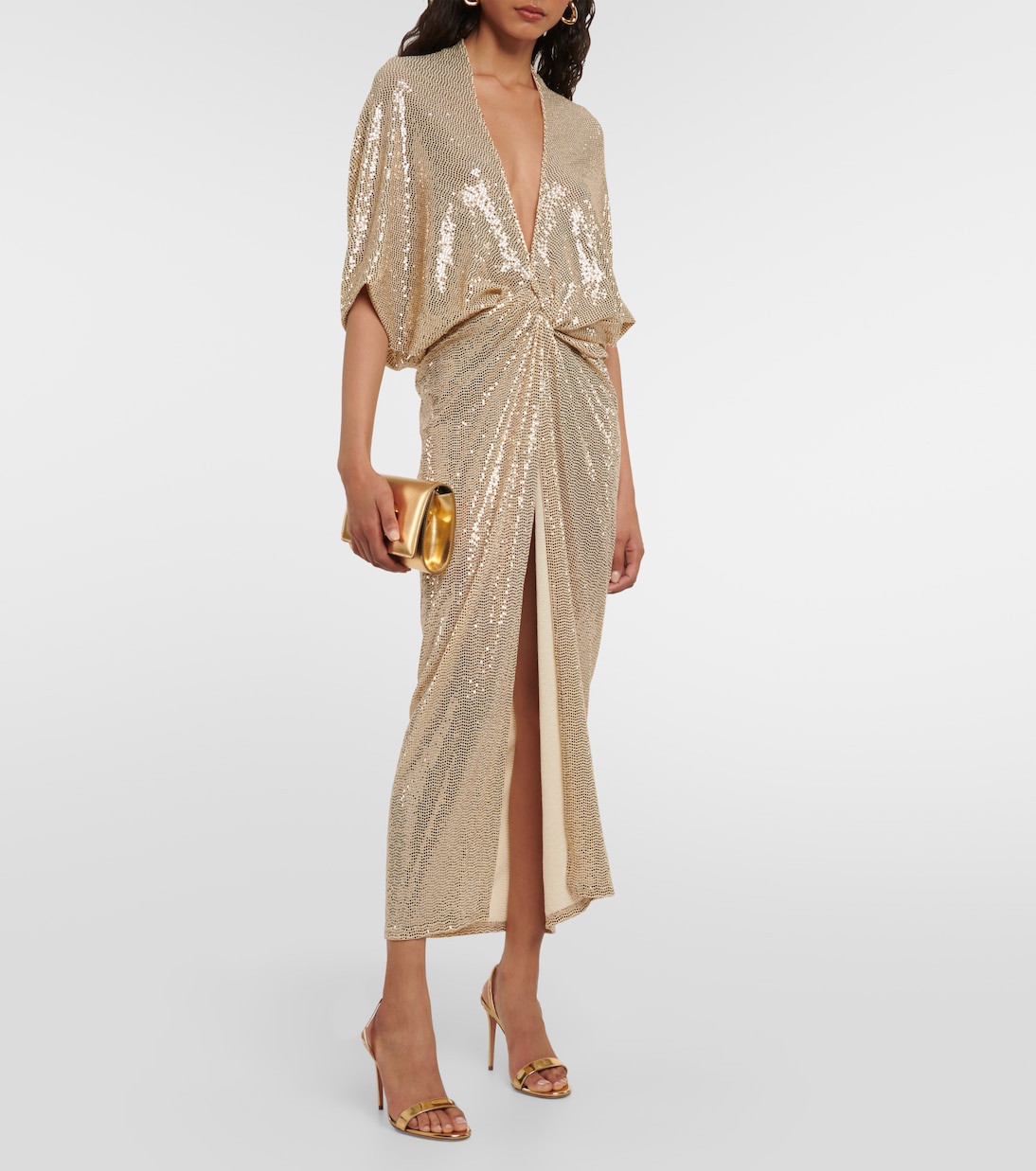 Vestido midi Kimel fruncido con lentejuelas | Dodo Bar Or