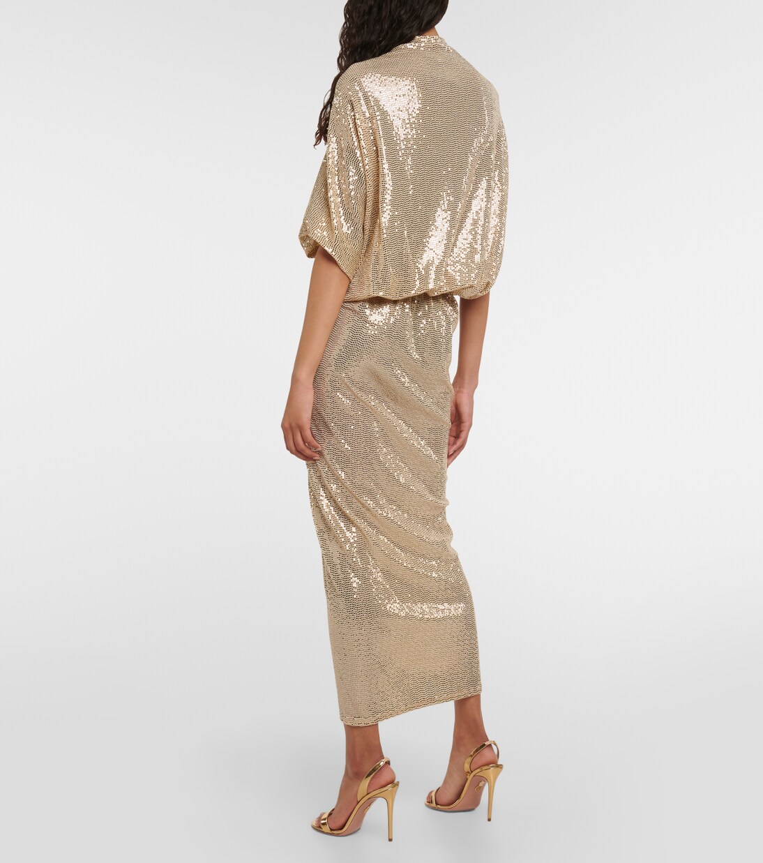 Vestido midi Kimel fruncido con lentejuelas | Dodo Bar Or