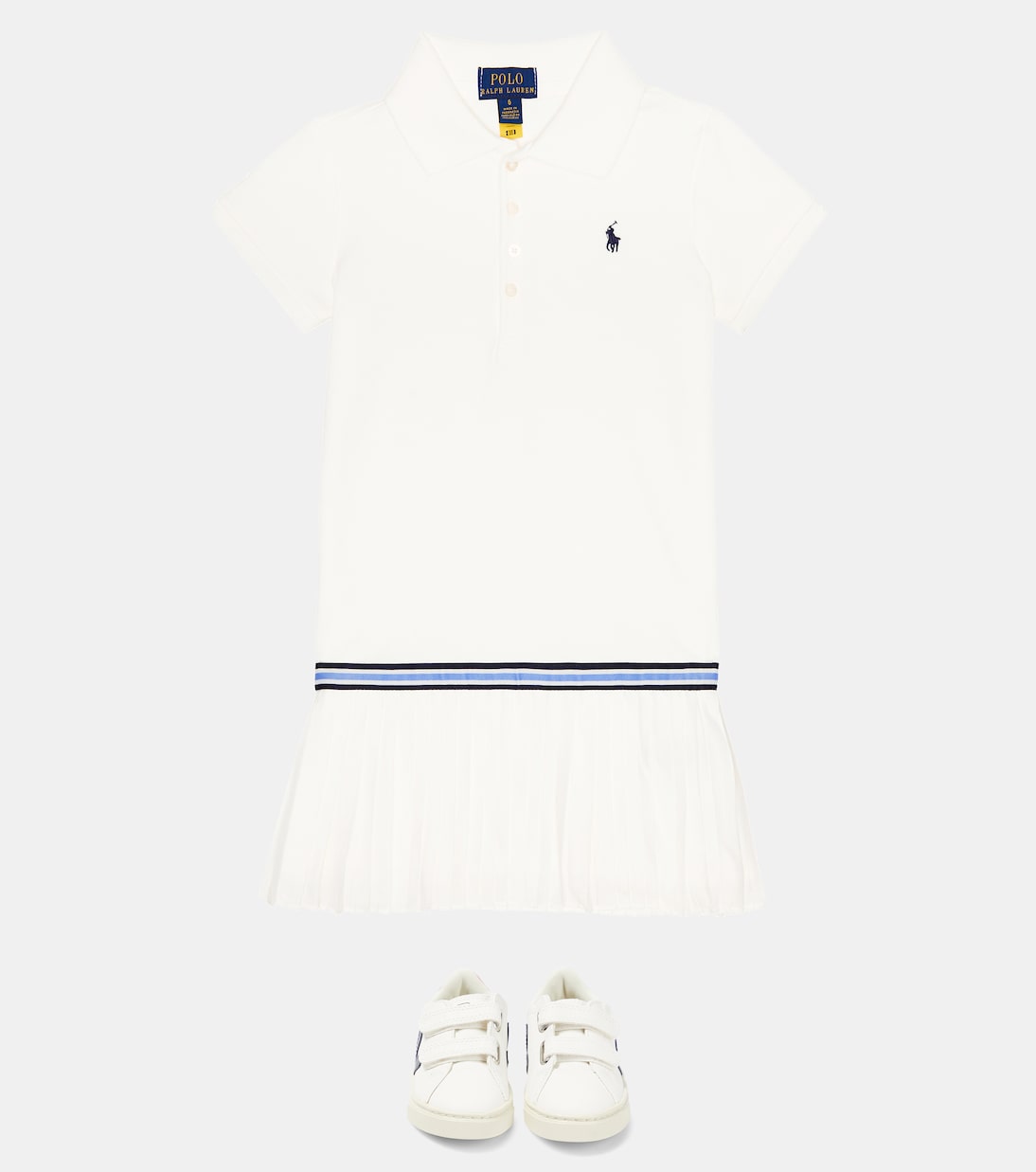 Pleated cotton-blend polo dress | Polo Ralph Lauren Kids