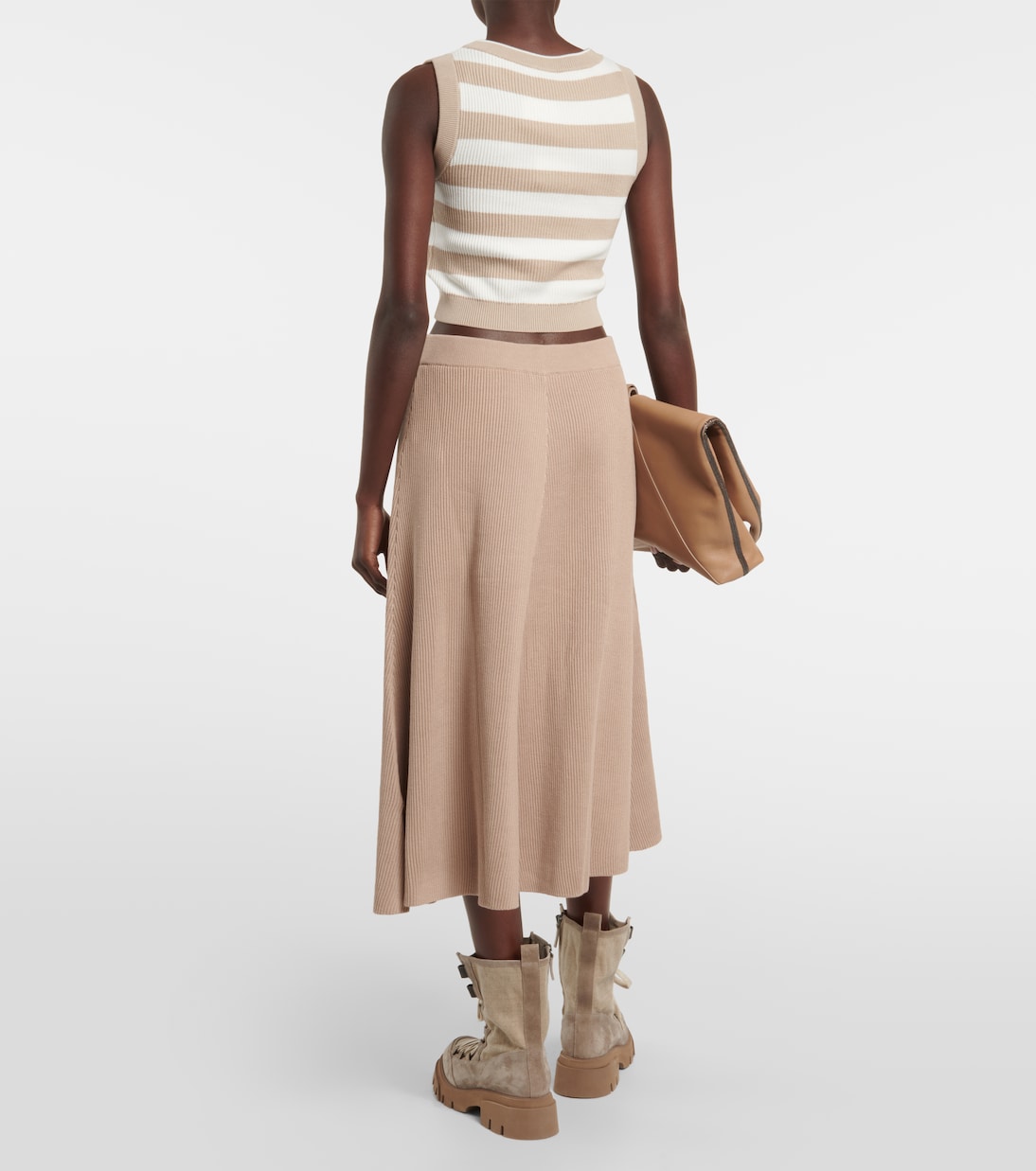 Falda midi de algodón de tiro alto | Brunello Cucinelli