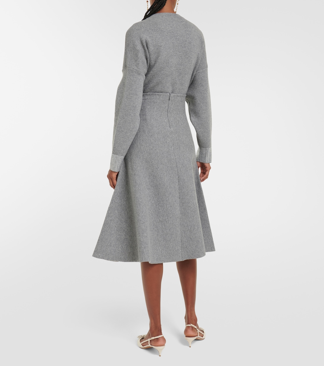 High-rise wool-blend midi skirt | Valentino