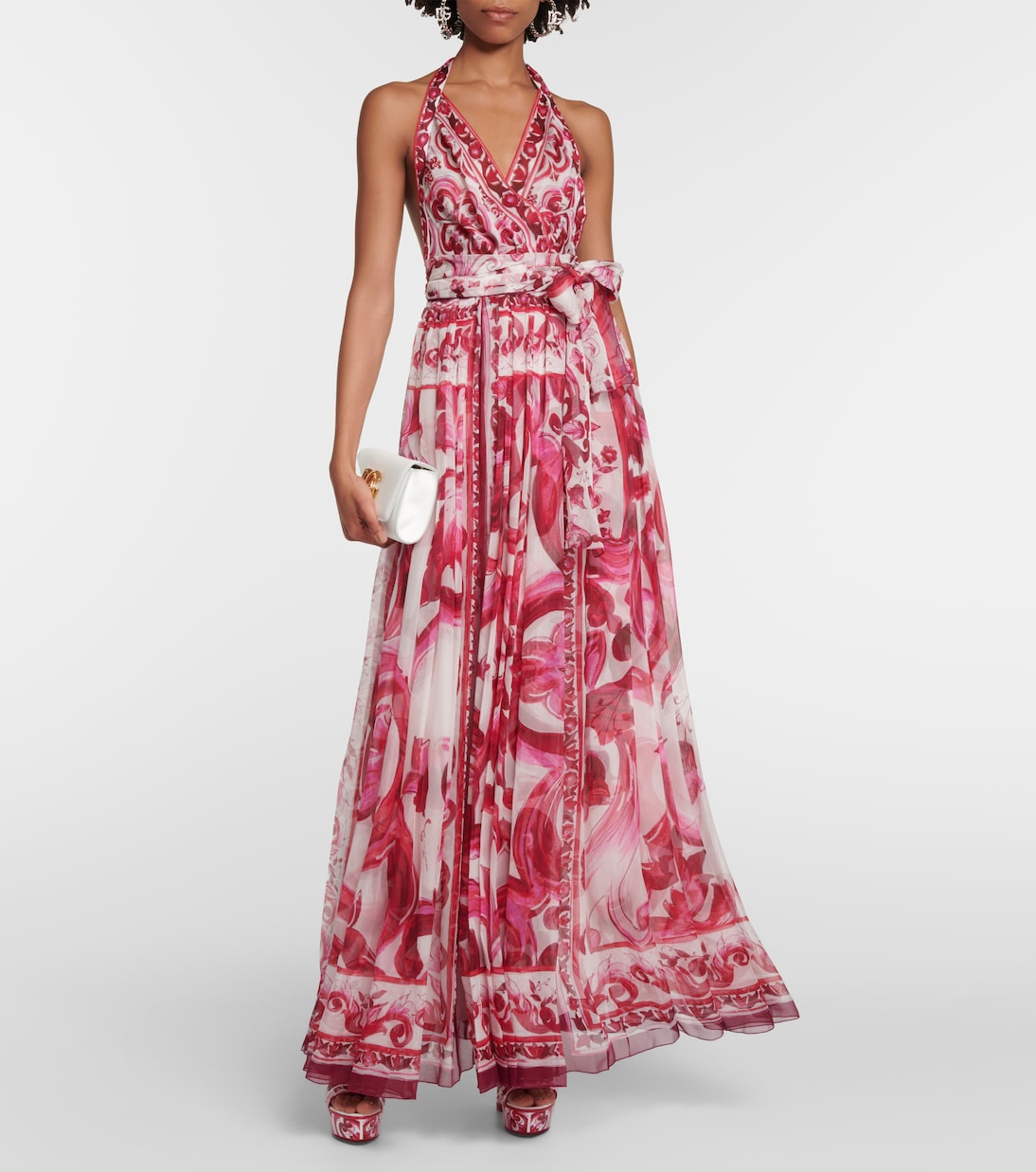 Majolica printed silk chiffon gown | Dolce&Gabbana