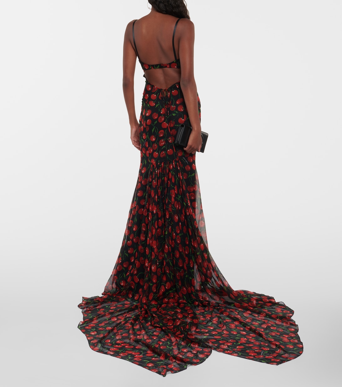 Cherry printed silk chiffon gown | Dolce&Gabbana