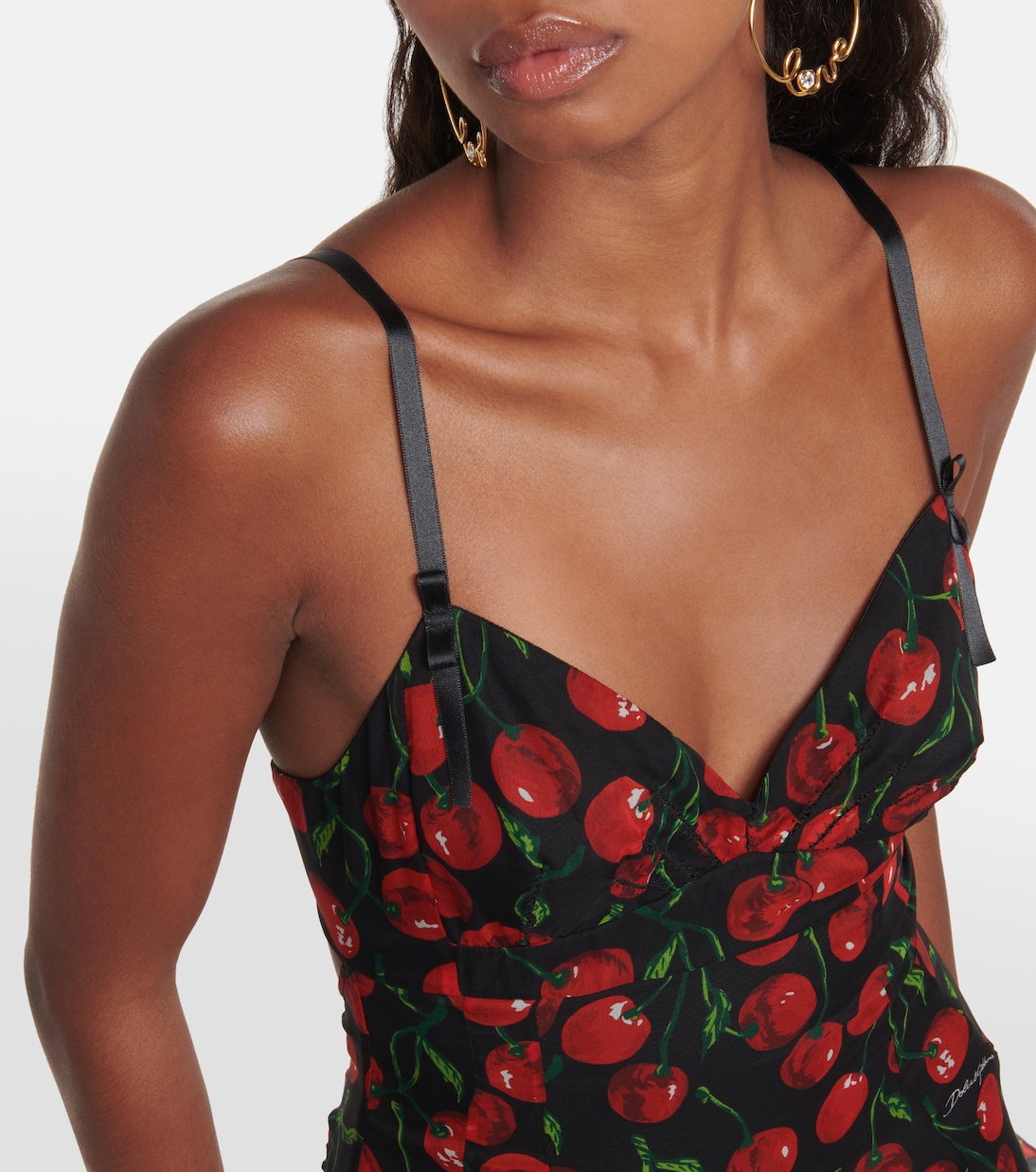Cherry printed silk chiffon gown | Dolce&Gabbana