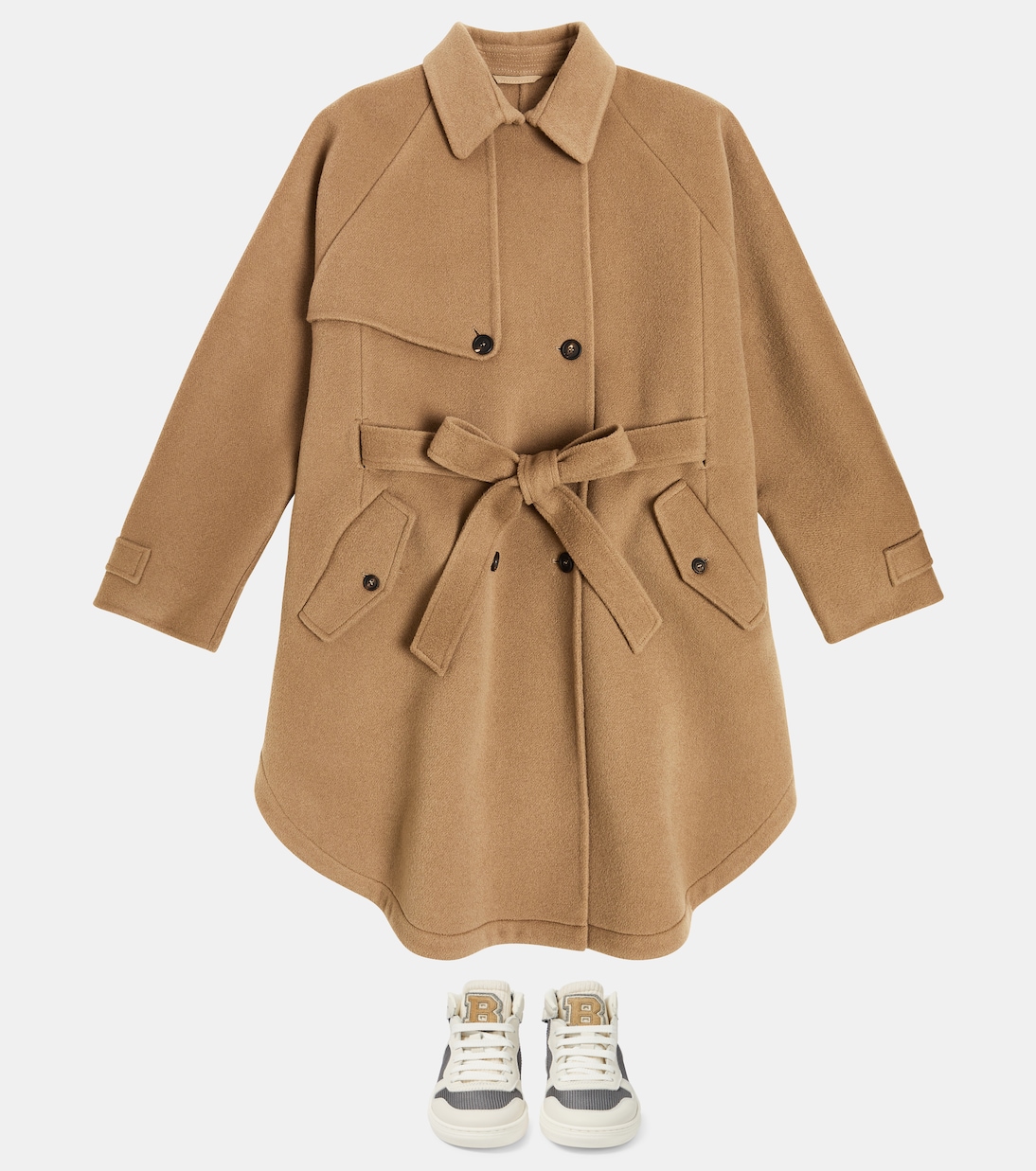 Double-breasted wool and cashmere coat | Brunello Cucinelli Kids