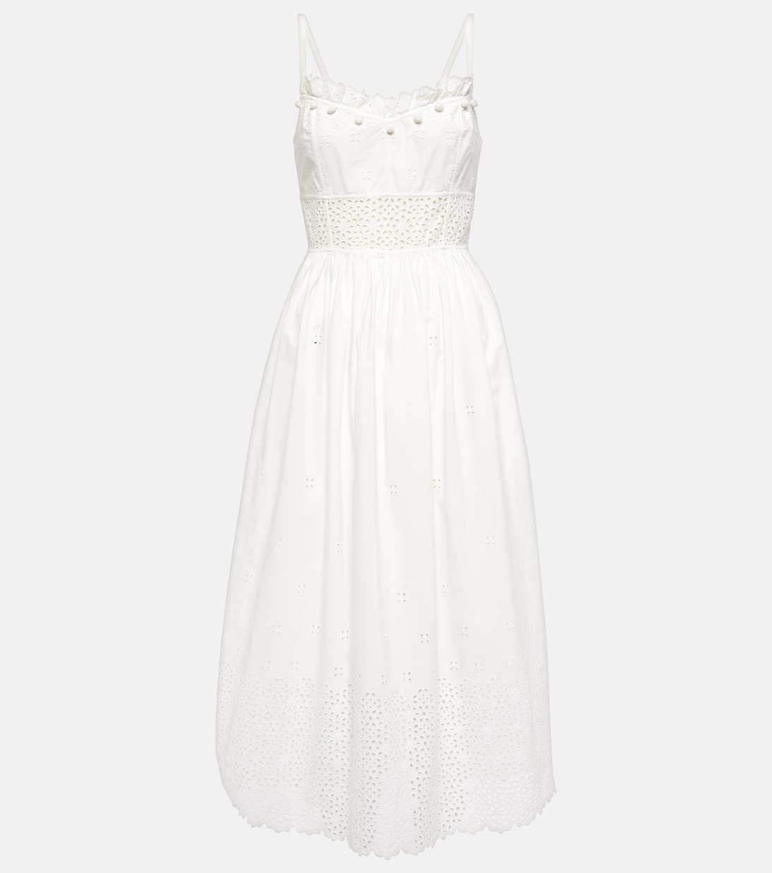 Abito midi Cowrie in cotone sangallo | Ulla Johnson