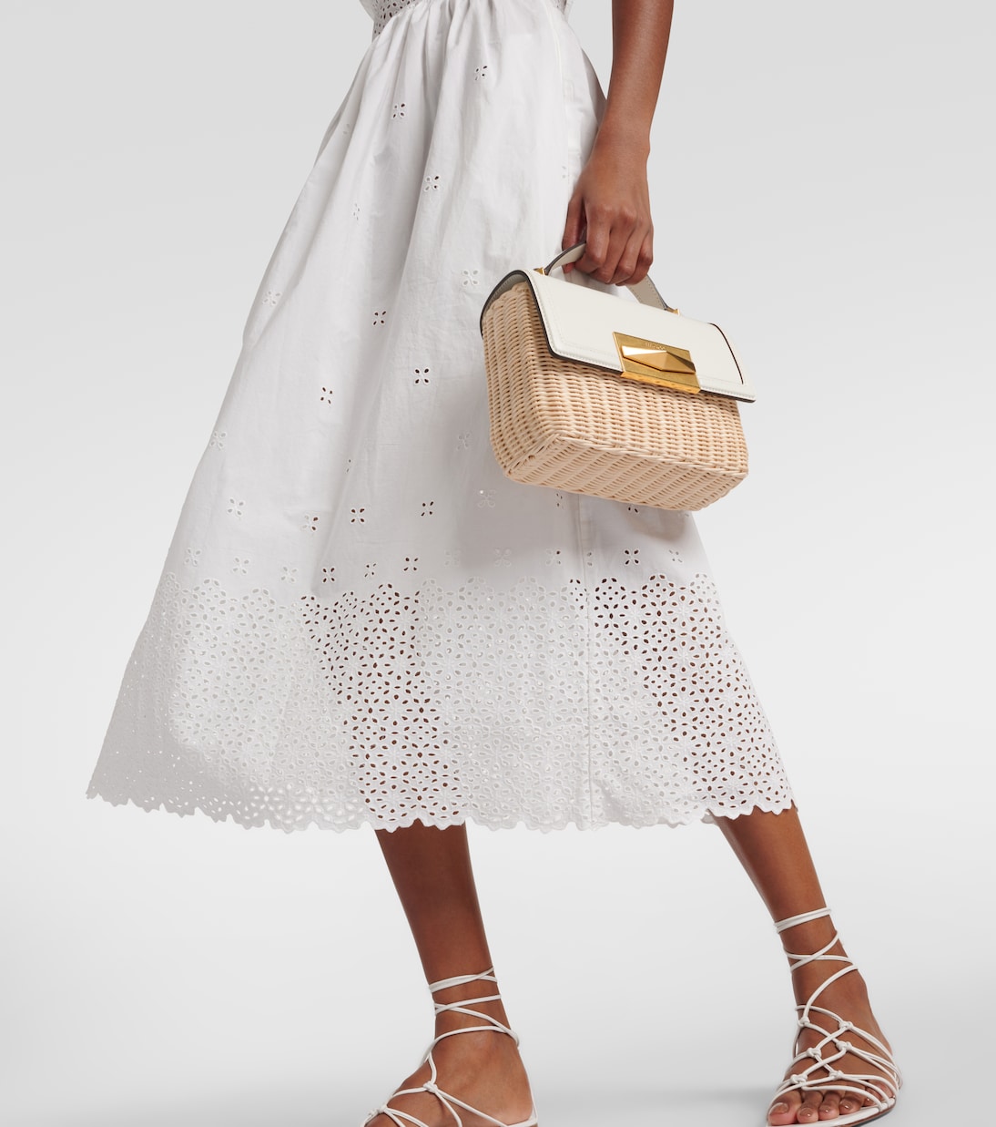 Abito midi Cowrie in cotone sangallo | Ulla Johnson