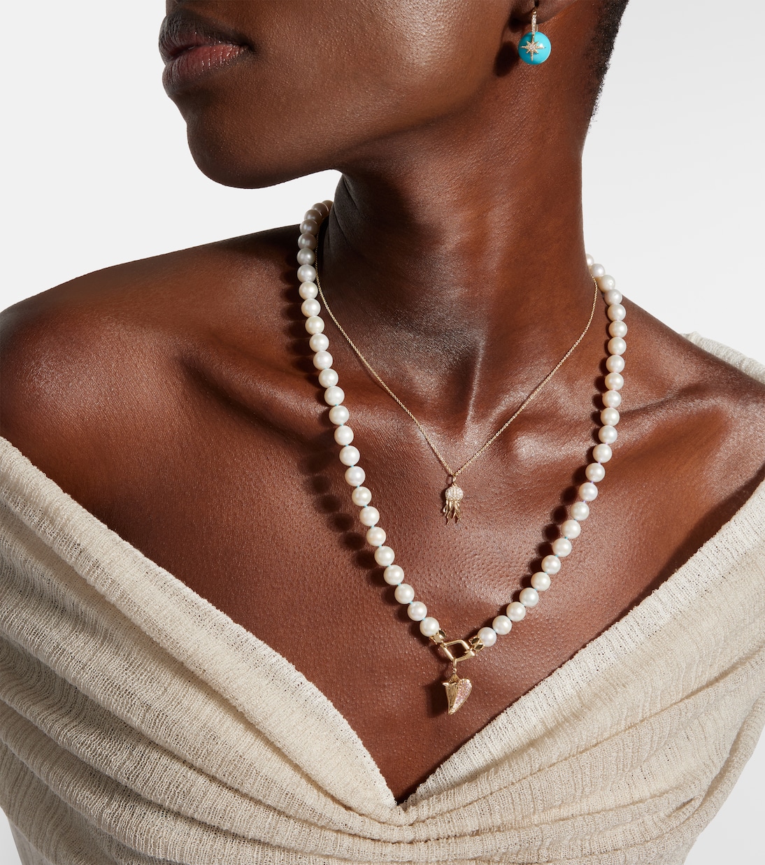 Collana in oro 14kt Sydney Evan con perle e pietre preziose per uno stile giovane e raffinato