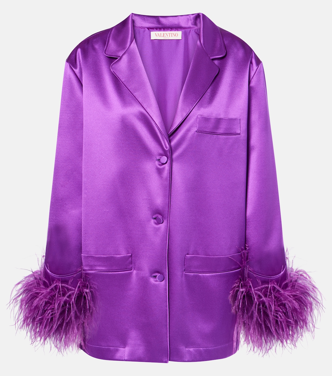 Chemise en satin de soie à plumes | Valentino