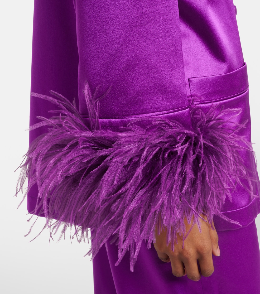 Chemise en satin de soie à plumes | Valentino