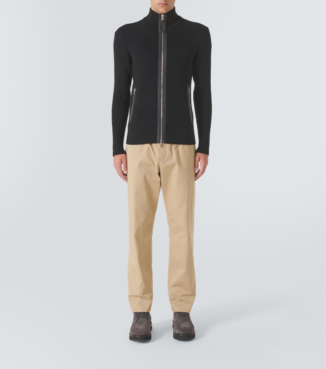 Ribbed-knit wool zip-up sweater | Moncler