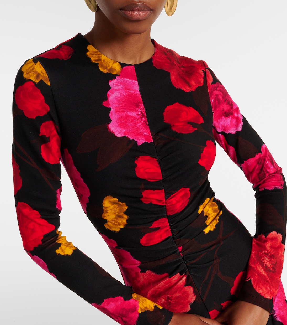 Vestido midi floral fruncido | Erdem