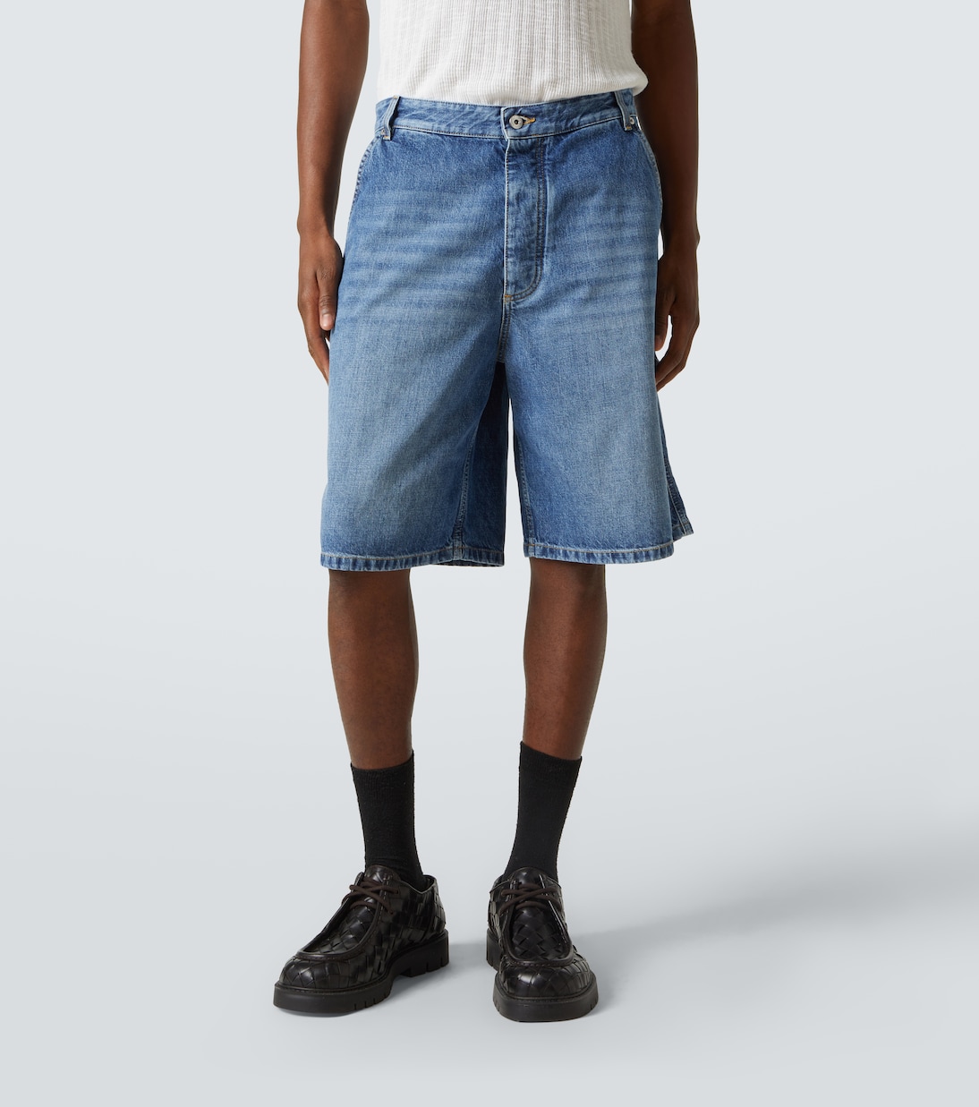 High-rise denim Bermuda shorts | Bottega Veneta
