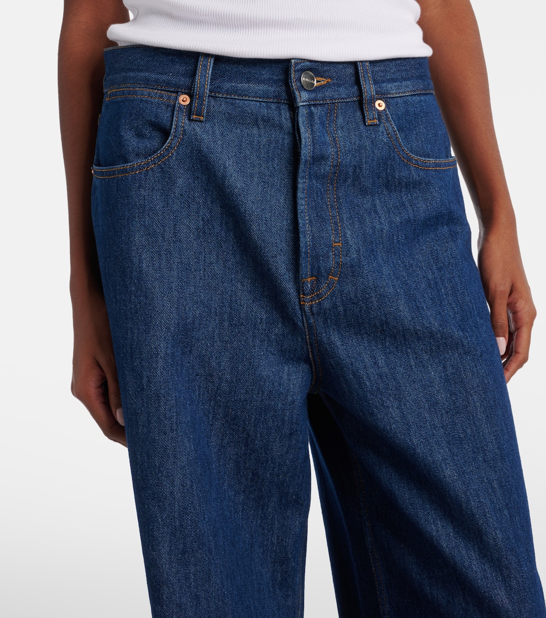 Jean ample bordé de cuir | Gucci