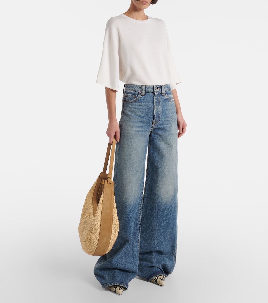 Sac Augustina en raphia et daim | Khaite