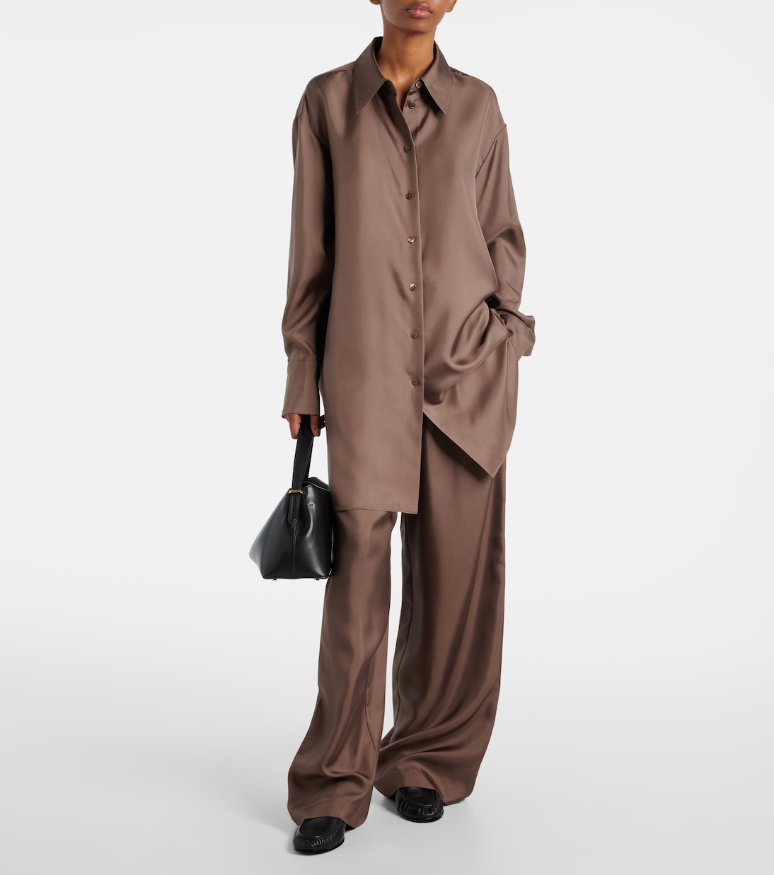 Pantalon ample en satin de soie | Róhe