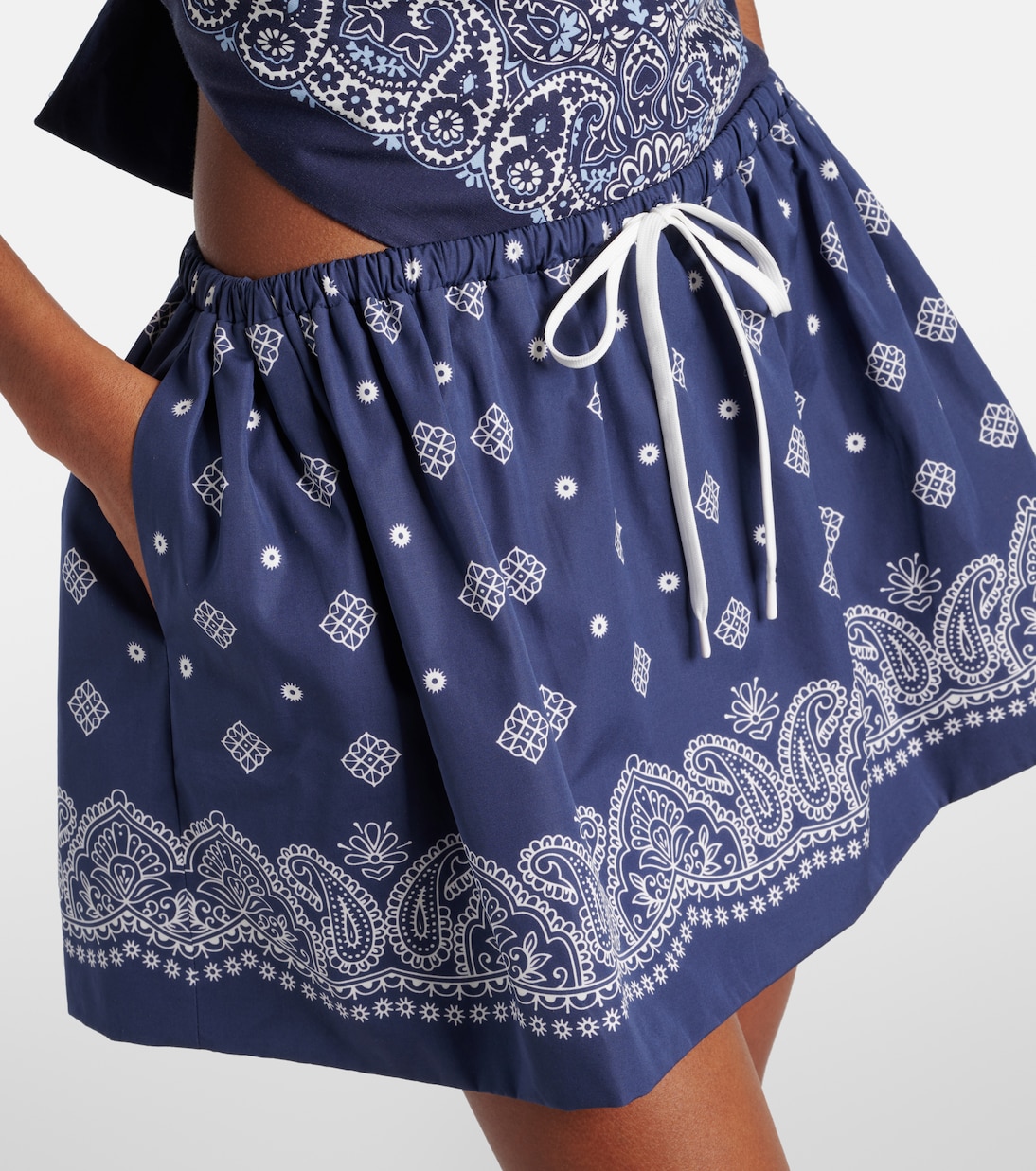Bandana printed cotton poplin miniskirt | Miu Miu