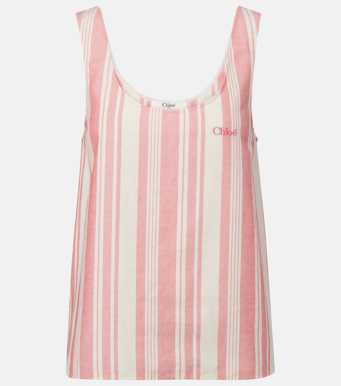 Top de algodón a rayas con logo | Chloé
