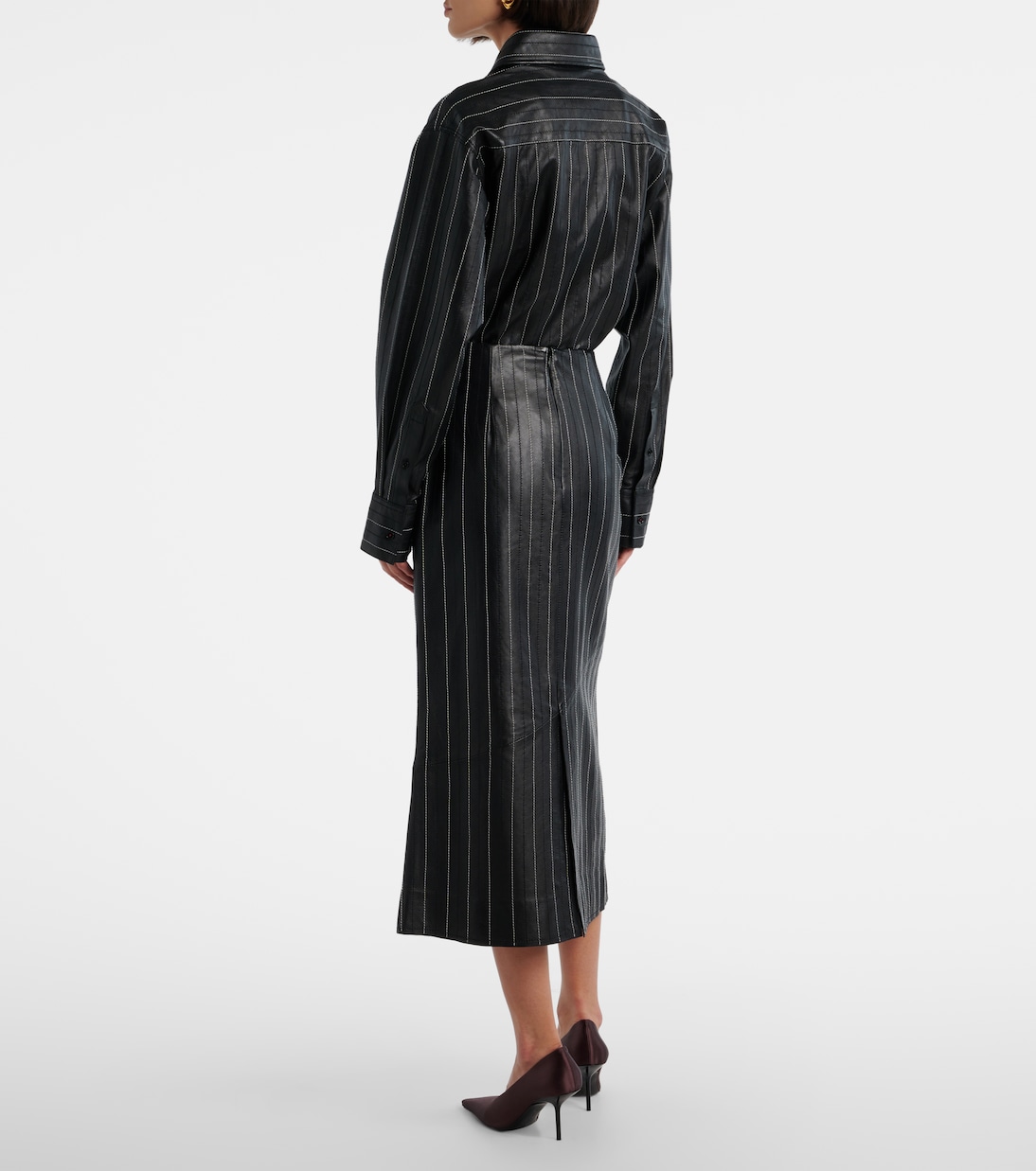 Jupe midi brodée en cuir | Victoria Beckham