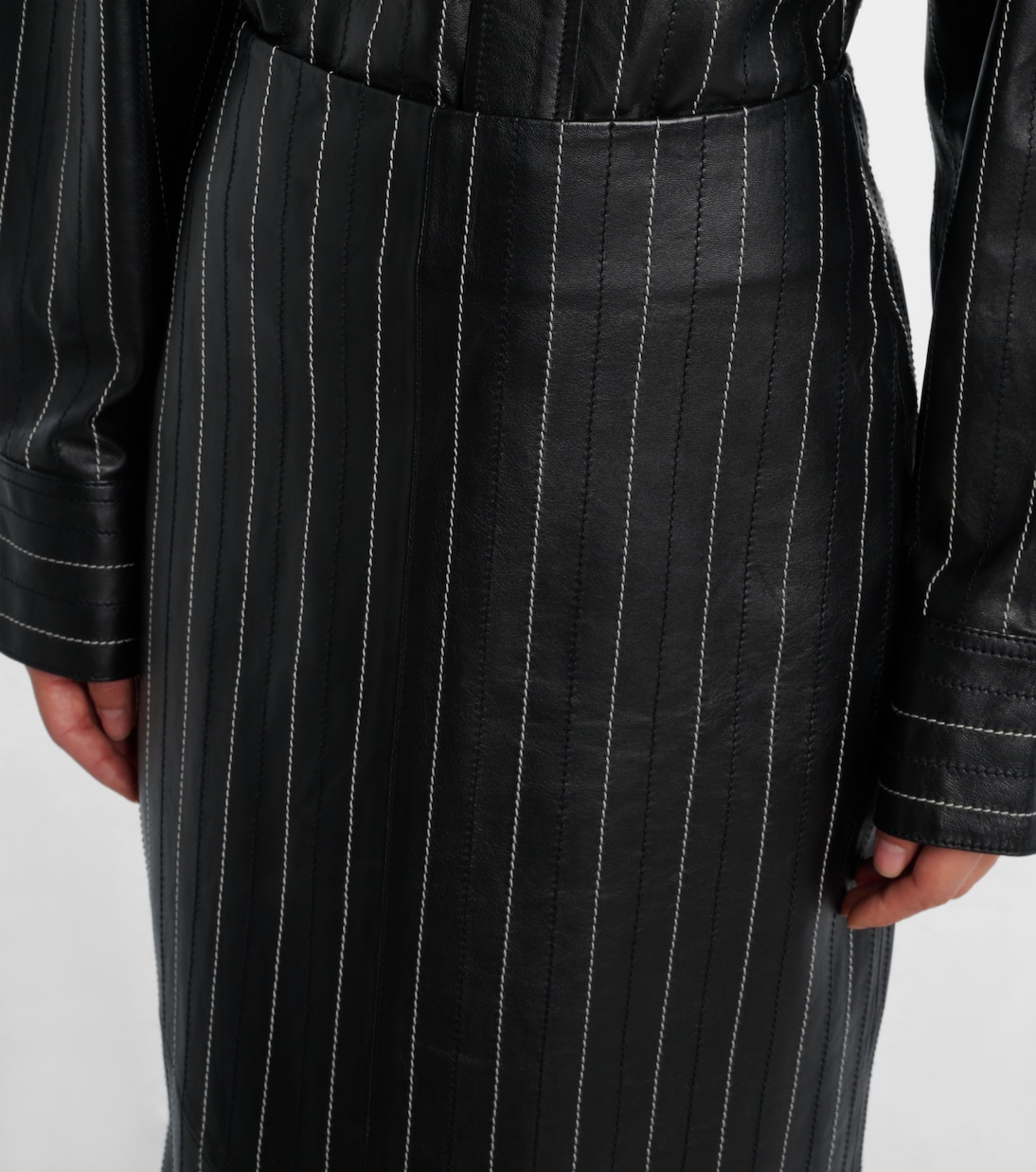 Jupe midi brodée en cuir | Victoria Beckham