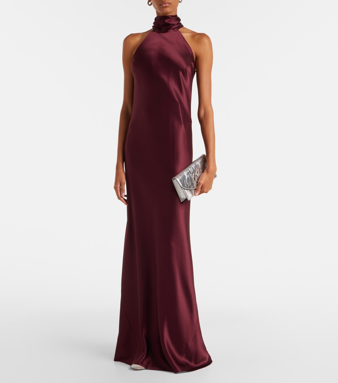 Sienna halterneck satin gown | Galvan