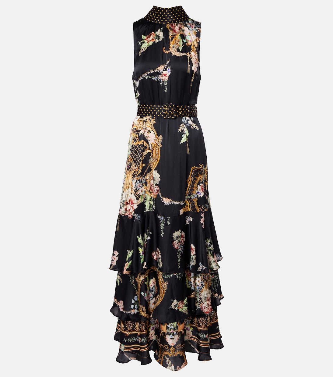 Belted floral tiered silk maxi dress | Camilla