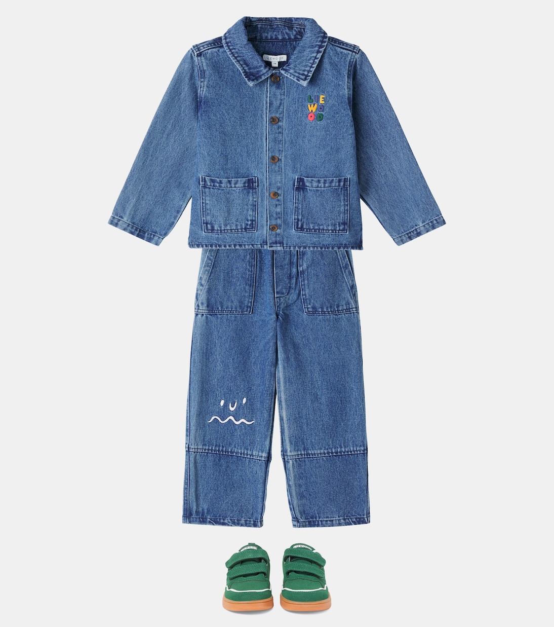 Jeans a gamba larga Cesar con ricamo | Liewood