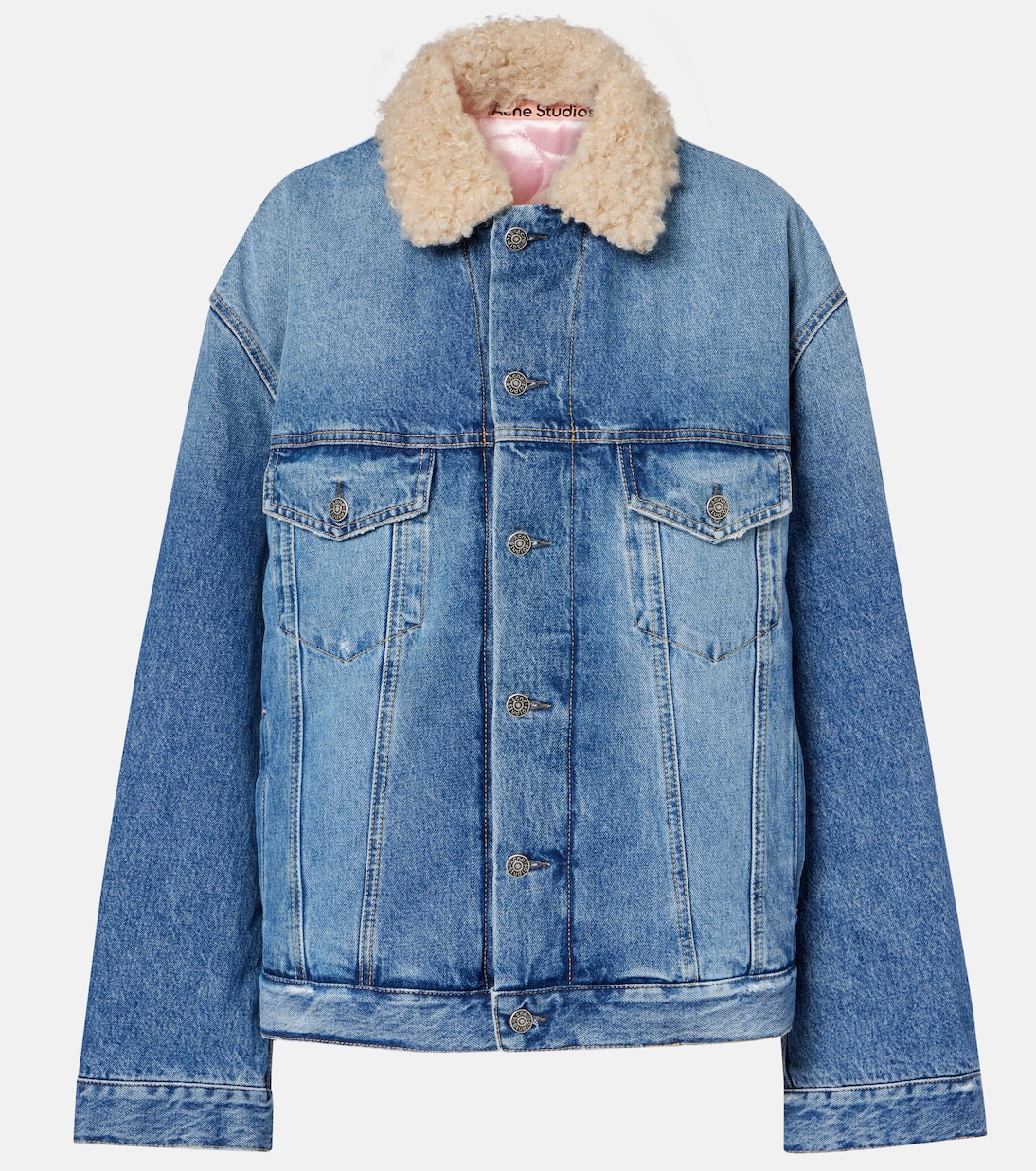 Teddy-trimmed denim jacket | Acne Studios