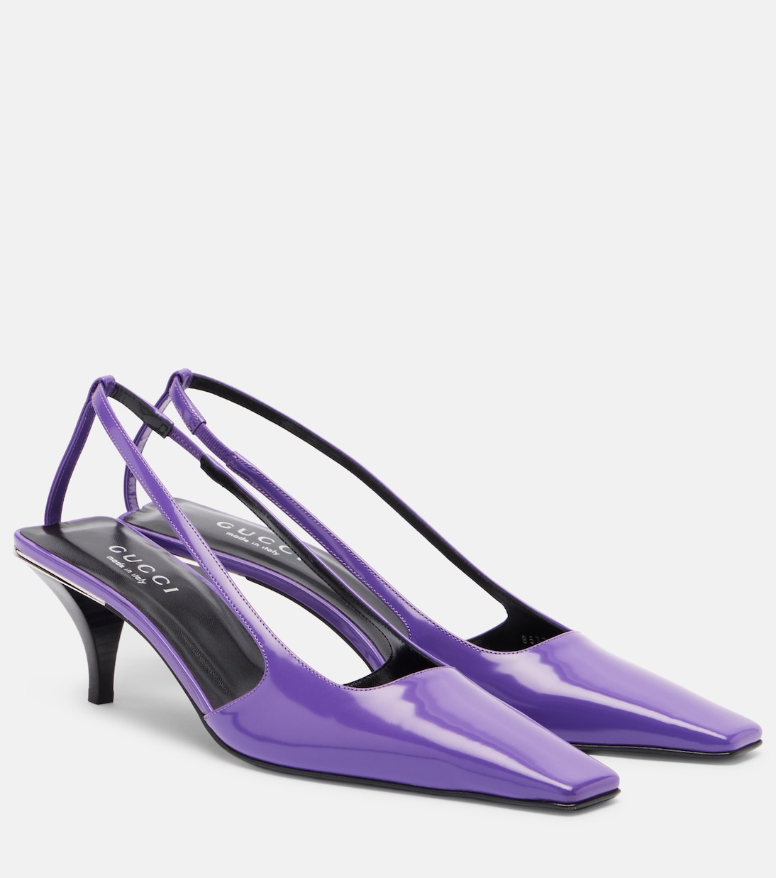 Crystal-embellished leather slingback pumps | Gucci