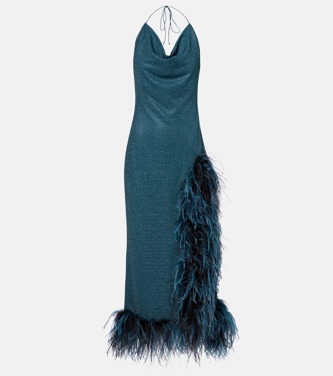 Lumière Plumage halterneck midi dress | Oséree