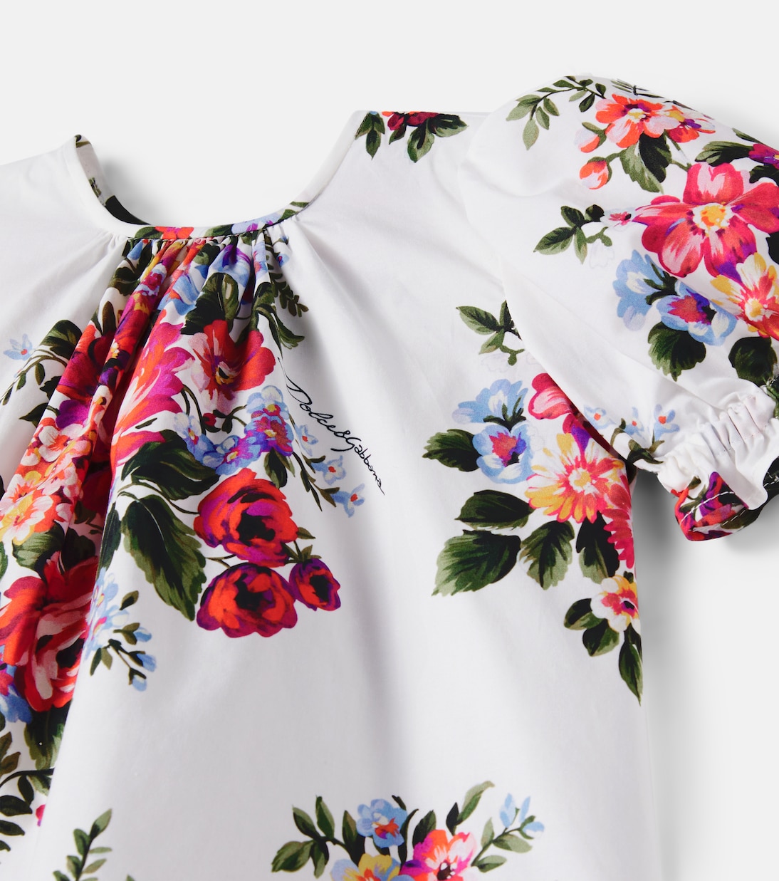 Baby floral cotton poplin dress and bloomers set | Dolce&Gabbana Kids