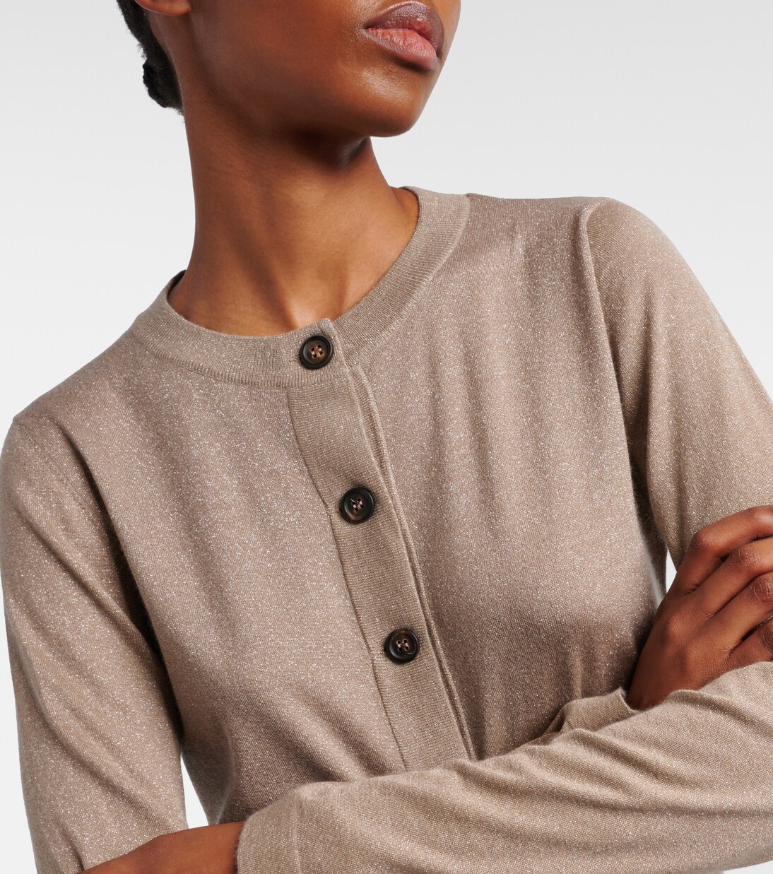 Cashmere-blend lamé cardigan | Brunello Cucinelli