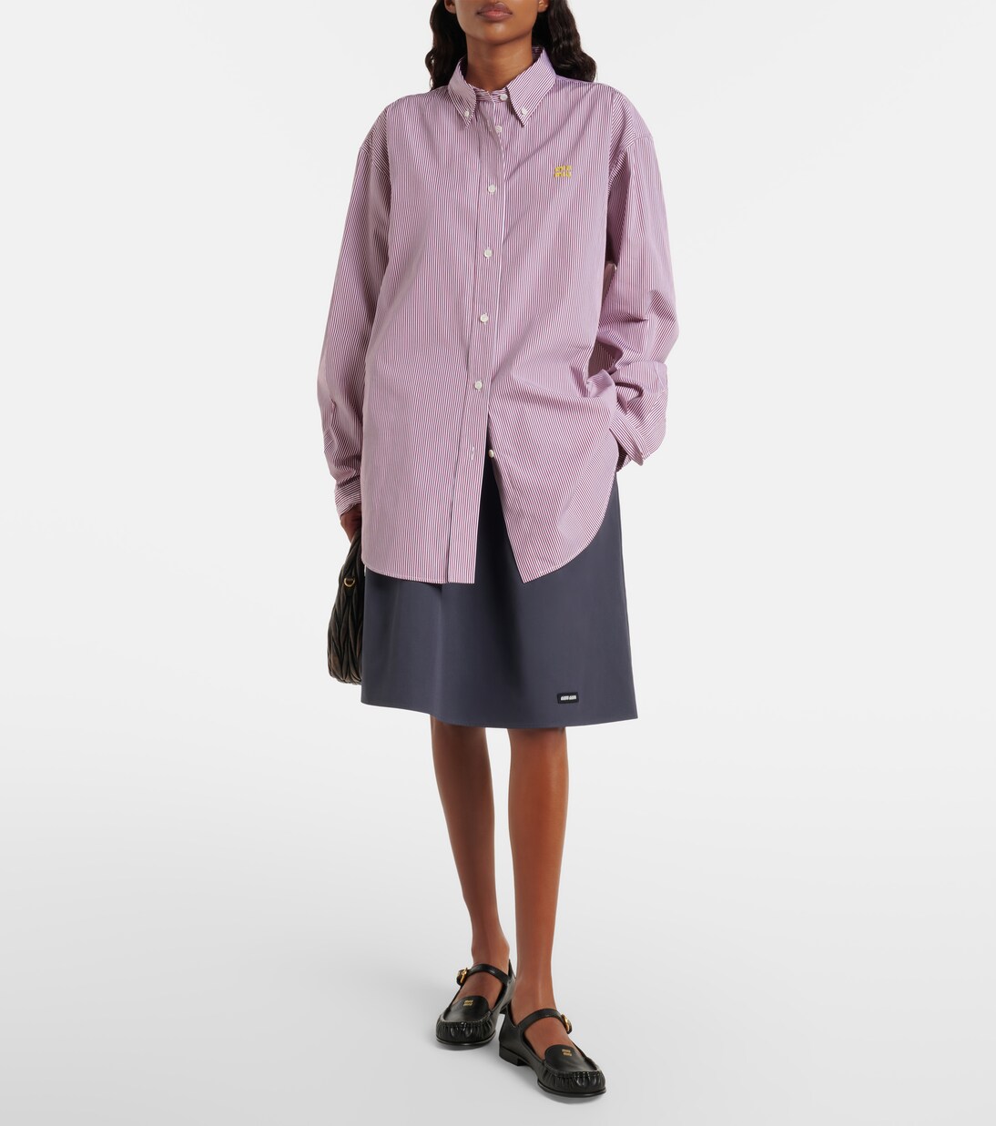 Striped oversized cotton shirt | Miu Miu