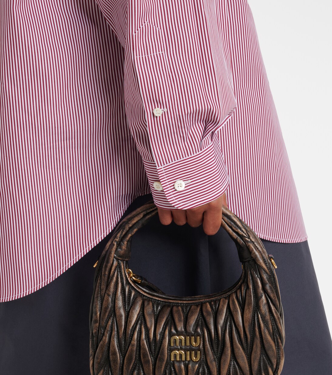 Striped oversized cotton shirt | Miu Miu