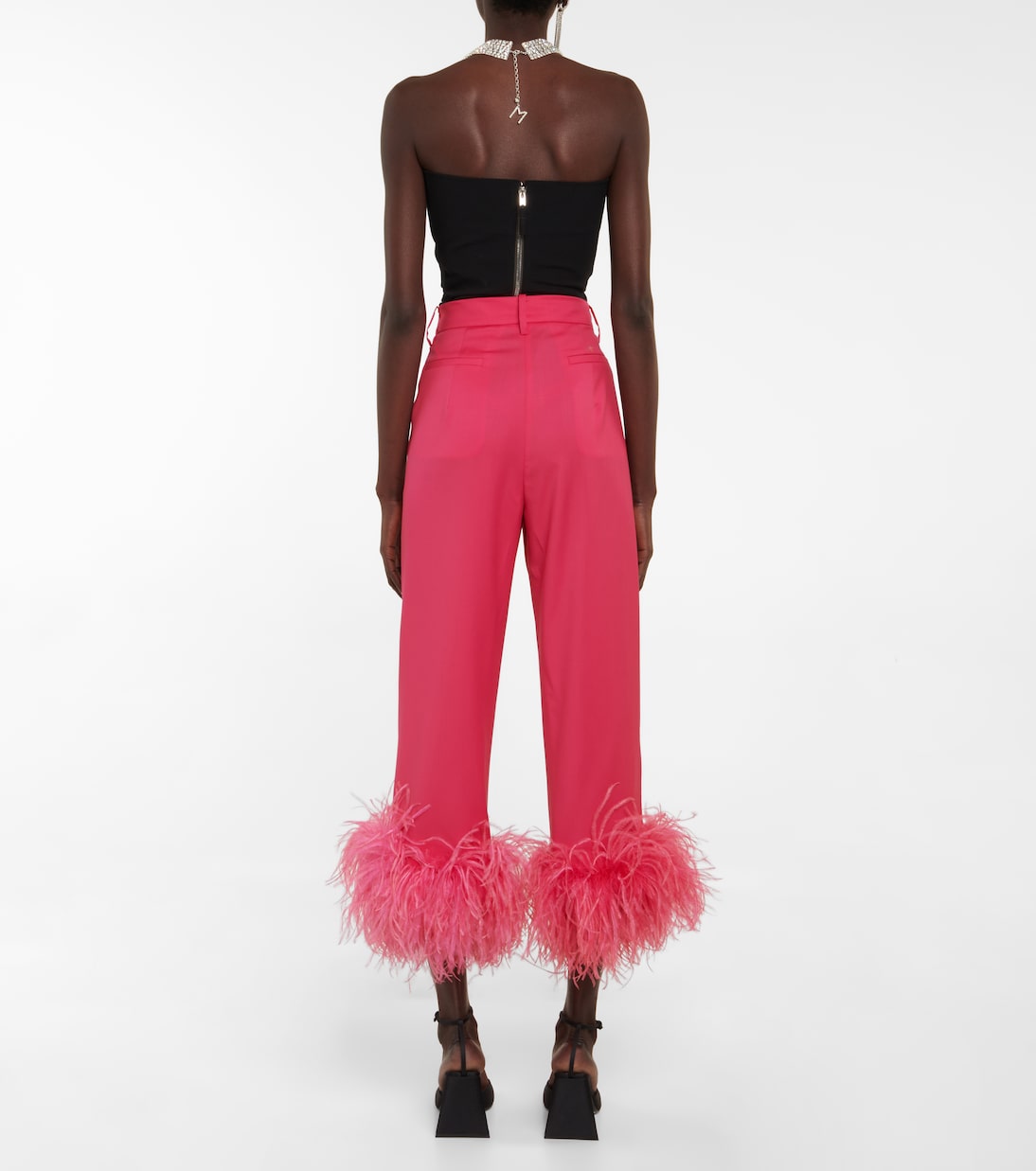 High-Rise-Hose aus Wolle mit Federn | Magda Butrym