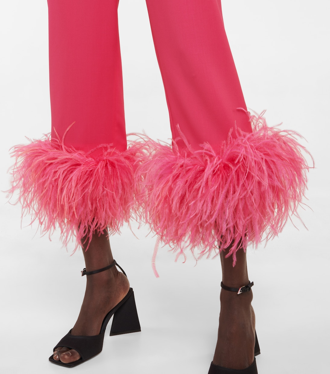 High-Rise-Hose aus Wolle mit Federn | Magda Butrym