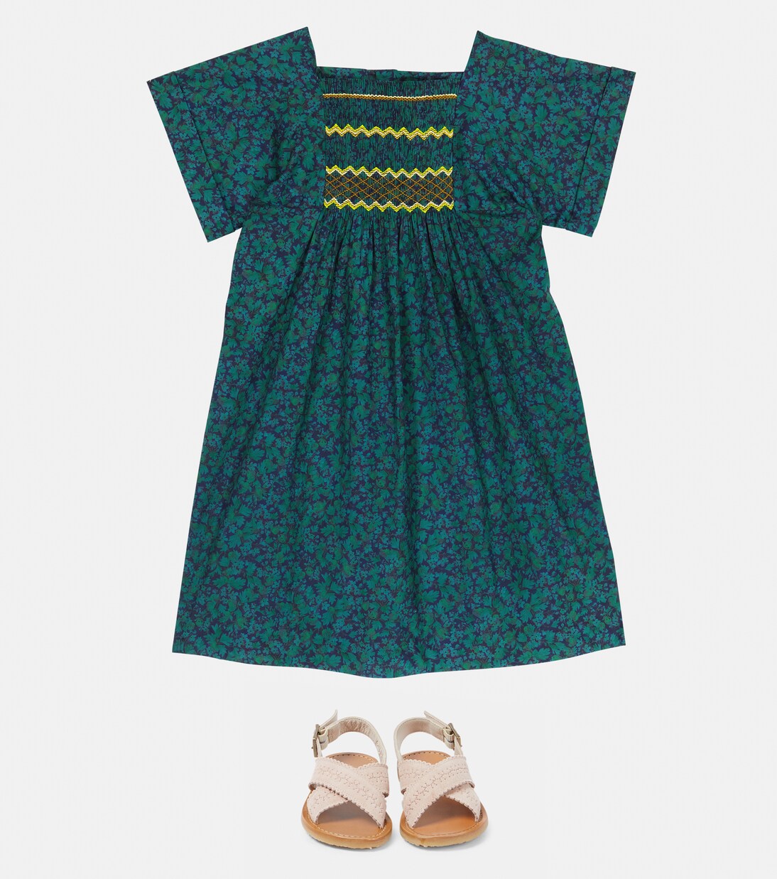 Floral smocked cotton dress | Bonpoint