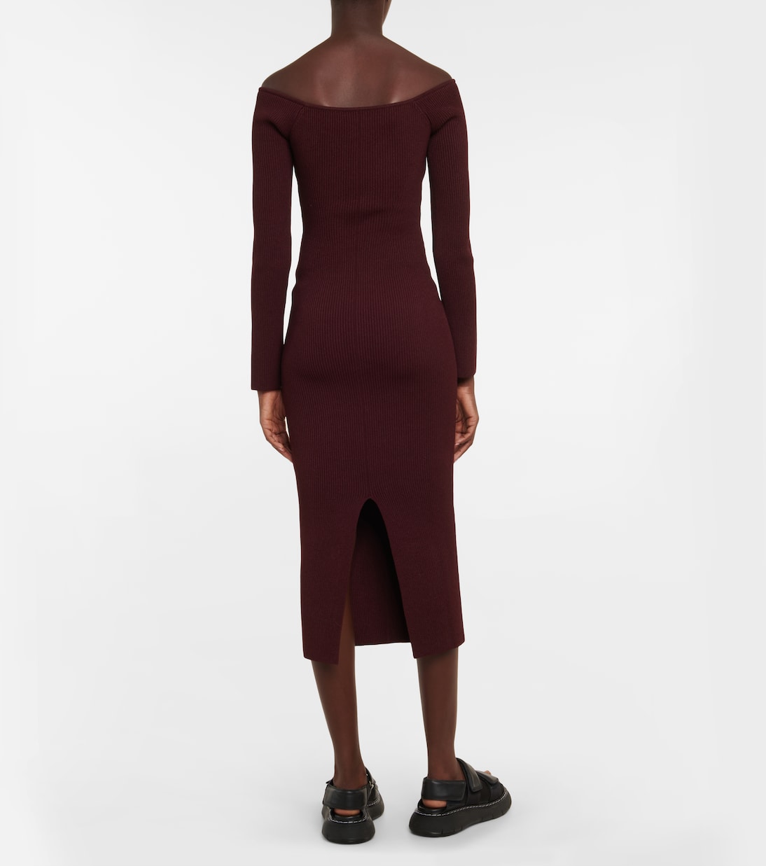 Pia off-shoulder ribbed-knit midi dress | Khaite