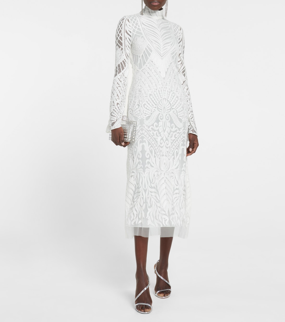 Bridal Borghese backless lace midi dress | Galvan