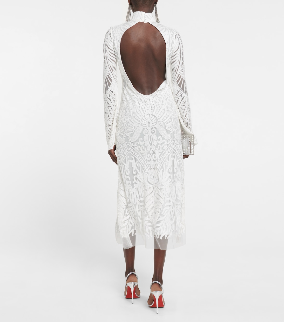 Bridal Borghese backless lace midi dress | Galvan
