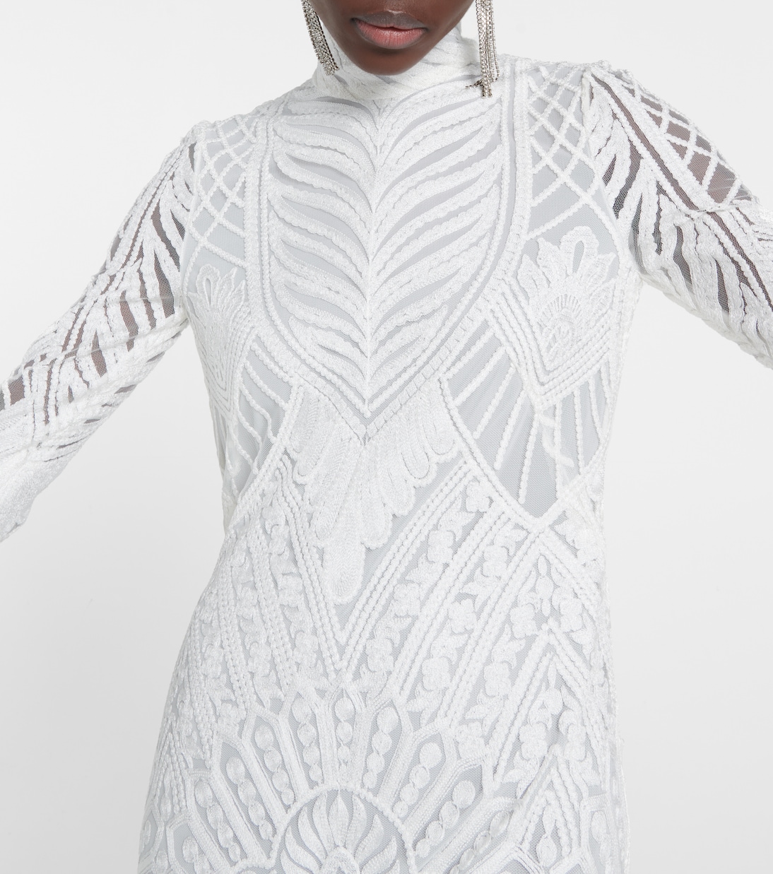 Bridal Borghese backless lace midi dress | Galvan