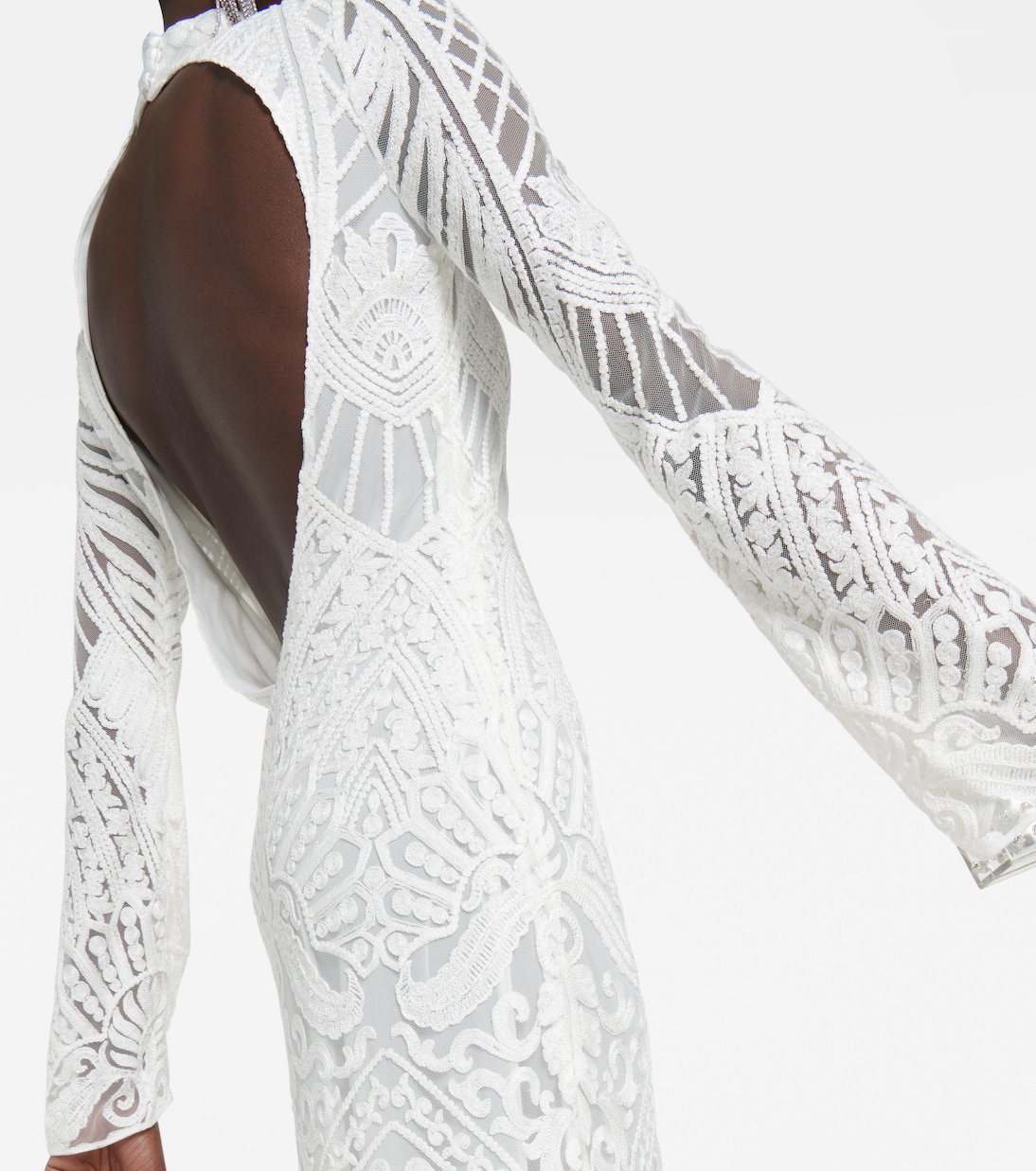 Bridal Borghese backless lace midi dress | Galvan