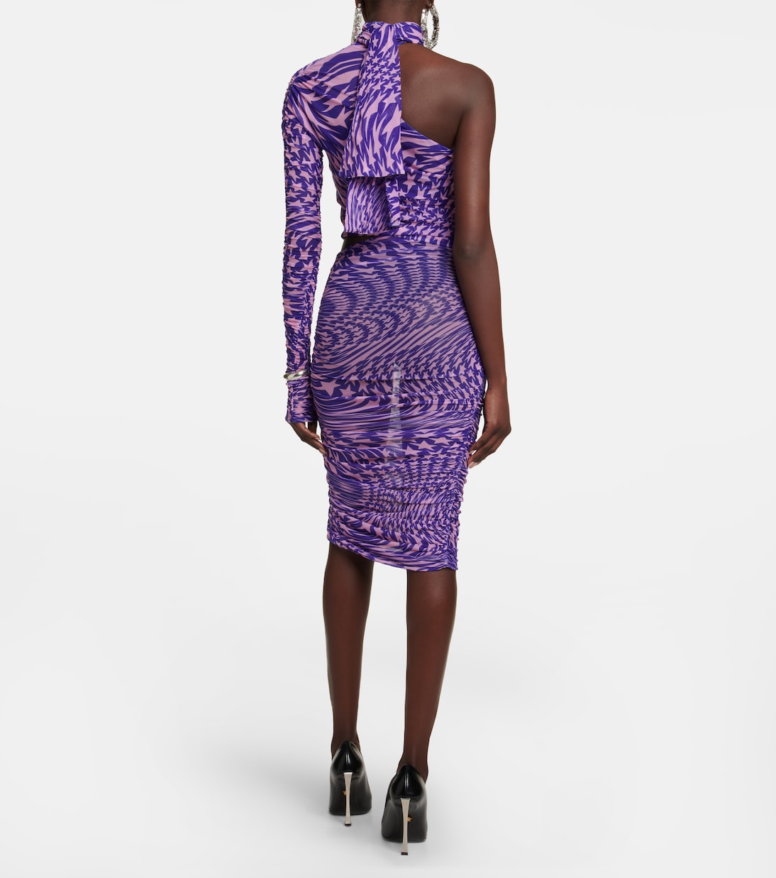 Printed mesh cutout minidress | Mugler