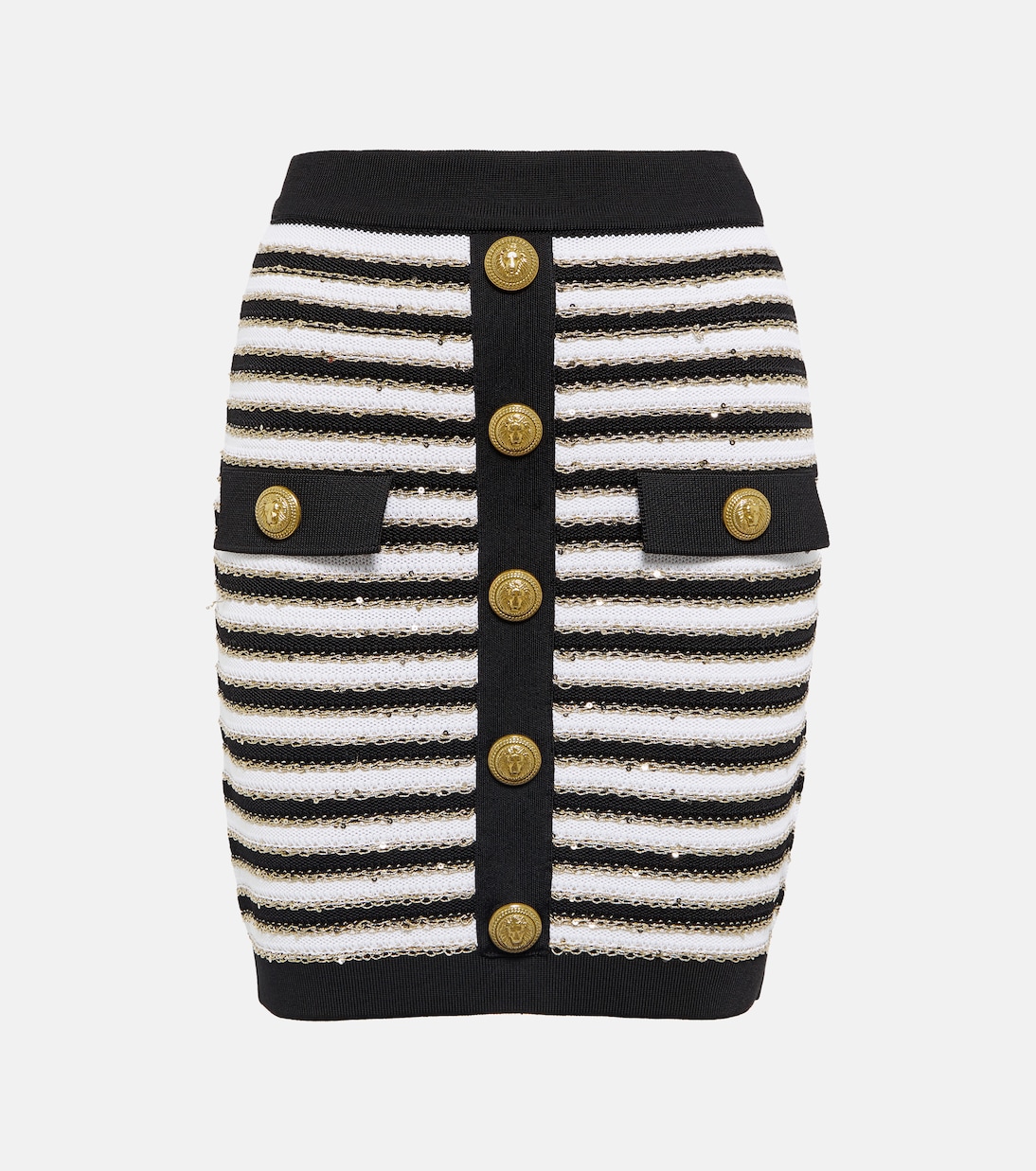 Minigonna in maglia a righe a vita alta | Balmain