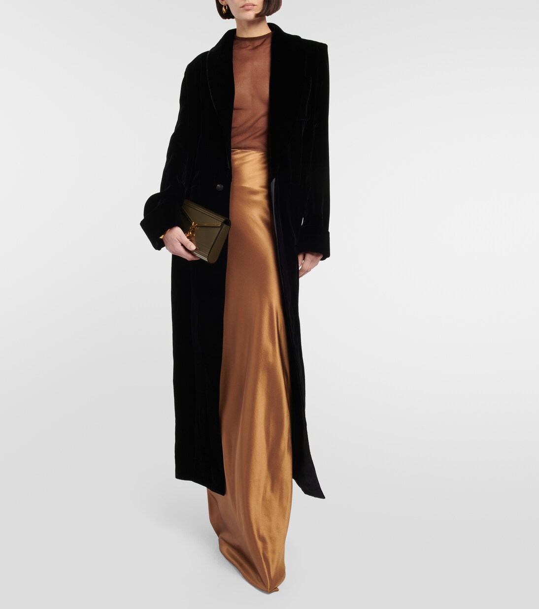 Belted velvet coat in black - Saint Laurent | Mytheresa