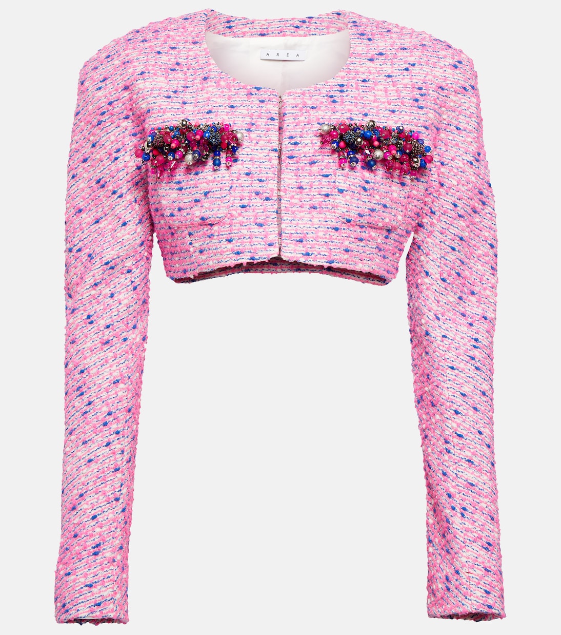 Embellished bouclé cropped jacket | Area